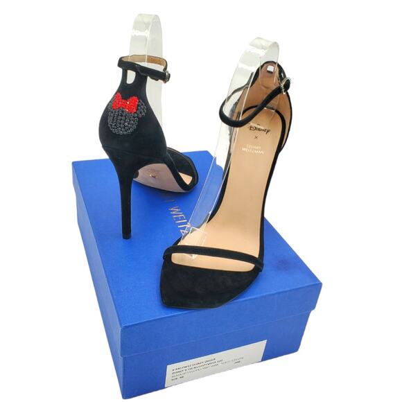 Disney X Stuart Weitzman‎ Nudistcurve 100 mm Black Crystal Sandal Size 9 - Picture 1 of 12